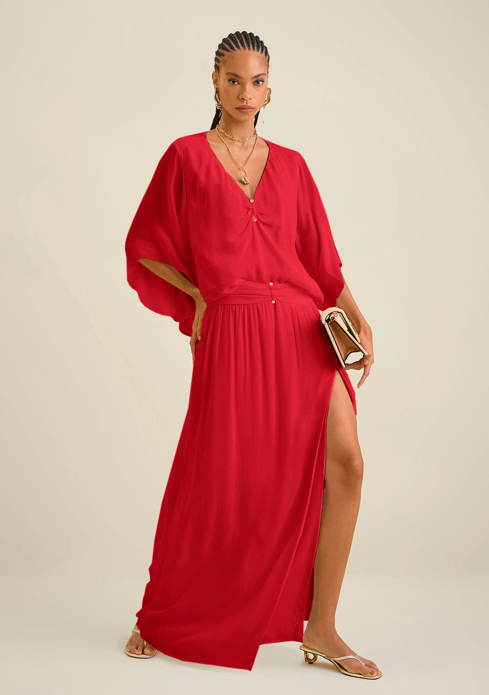 Pollera Recta Con Abertura Larga