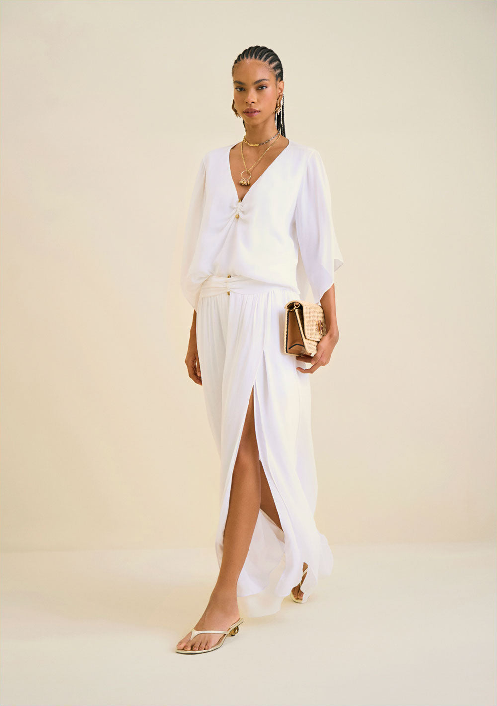 Pollera Recta Con Abertura Larga