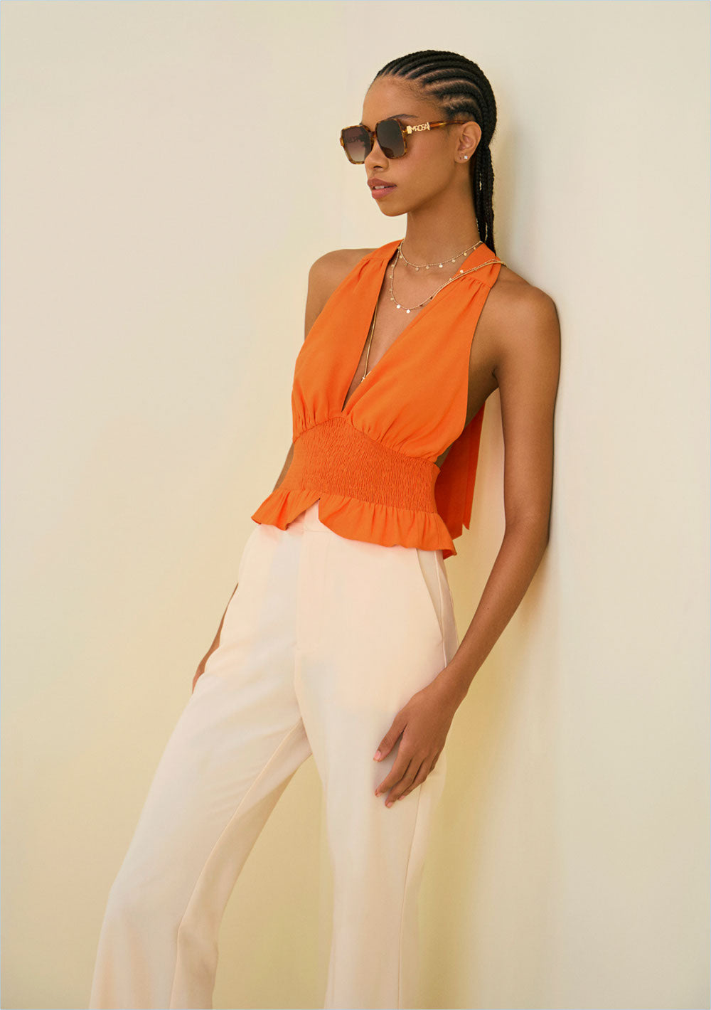 Blusa Sin Mangas Con Volado