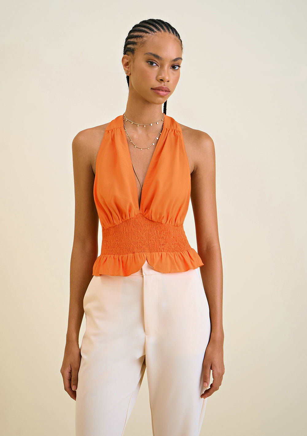 Blusa Sin Mangas Con Volado