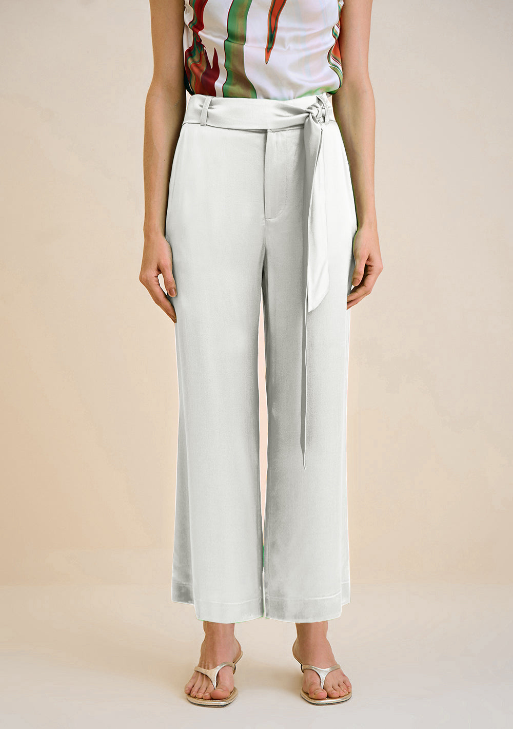 Pantalón Wide Tiro Alto Con Bolsillo