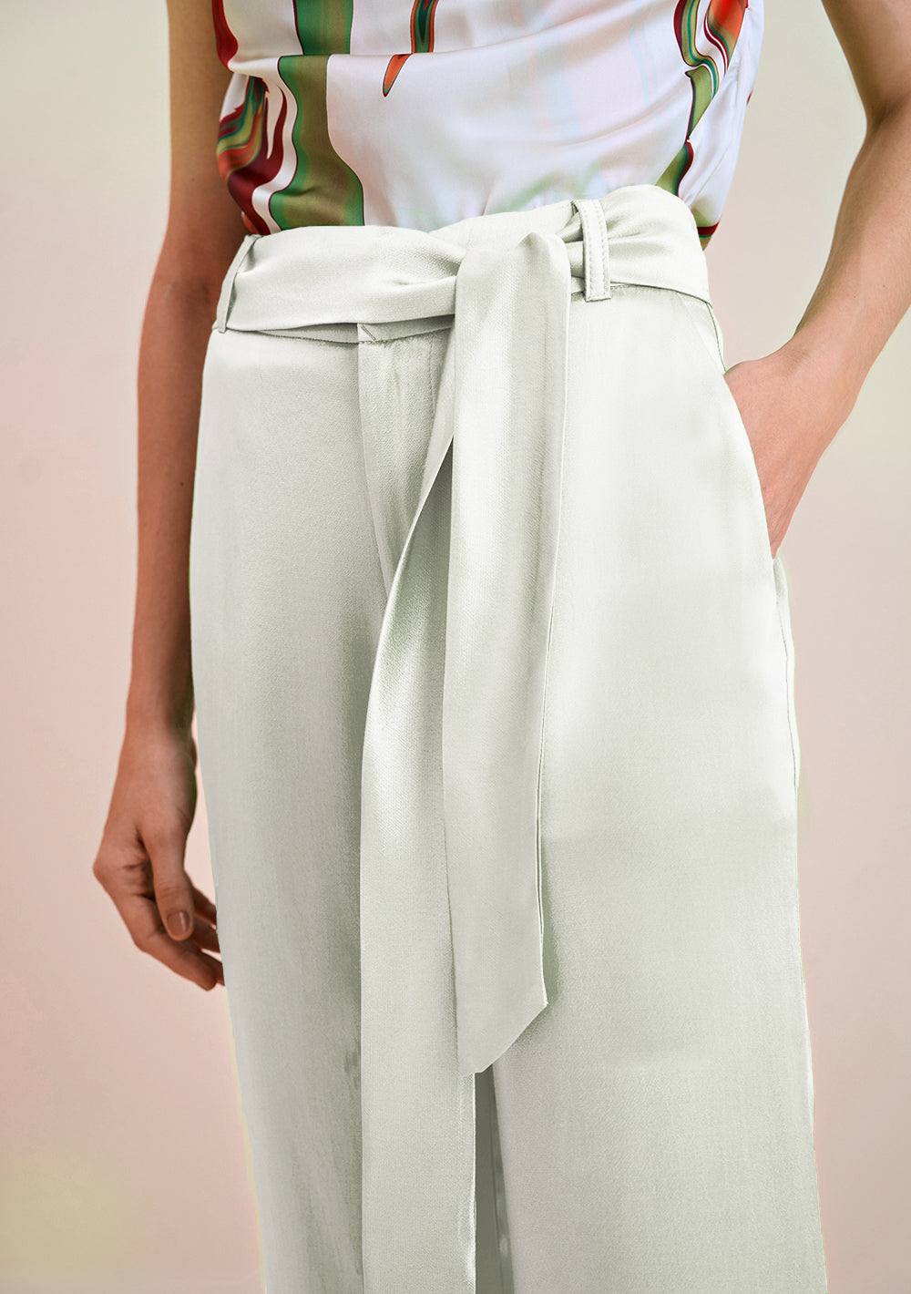 Pantalón Wide Tiro Alto Con Bolsillo