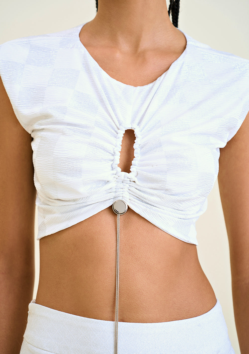 Blusa Sin Mangas Escote Redondo con Abertura Frontal