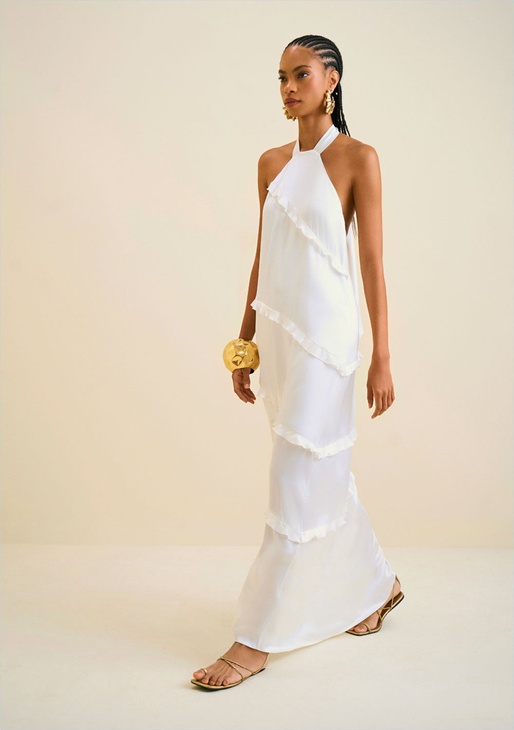 Vestido Midi Halter con Amarre Frontal