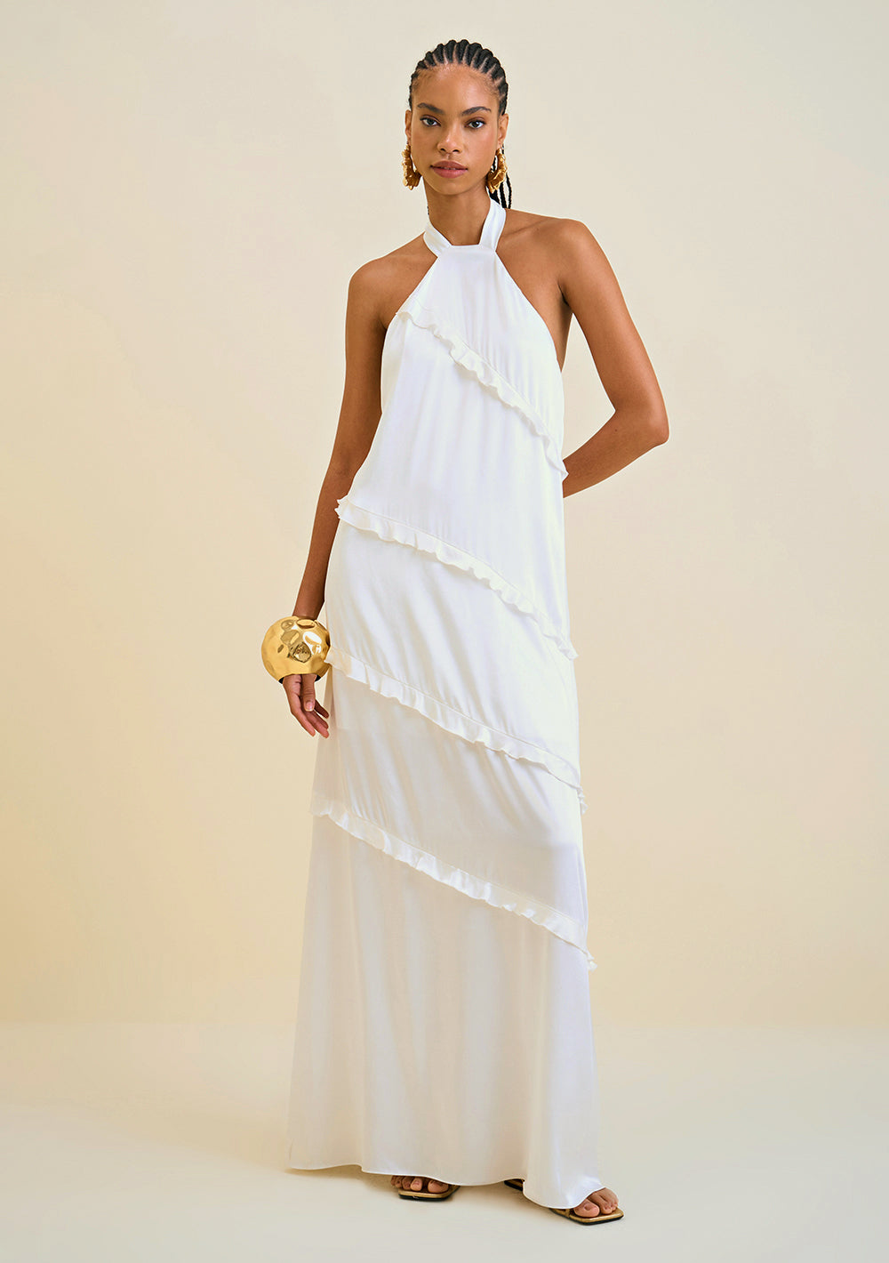 Vestido Midi Halter con Amarre Frontal