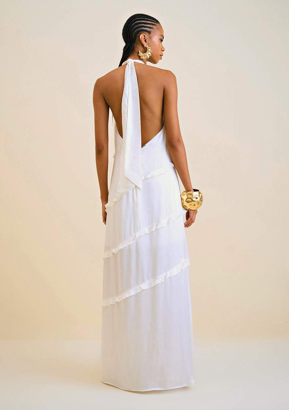 Vestido Midi Halter con Amarre Frontal