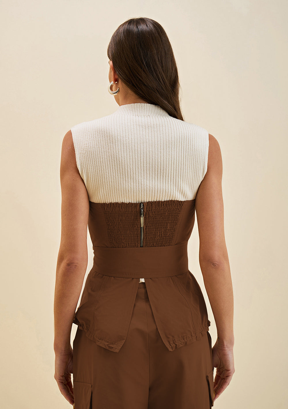 Blusa Ajustada Escote Recto Sin Tirantes