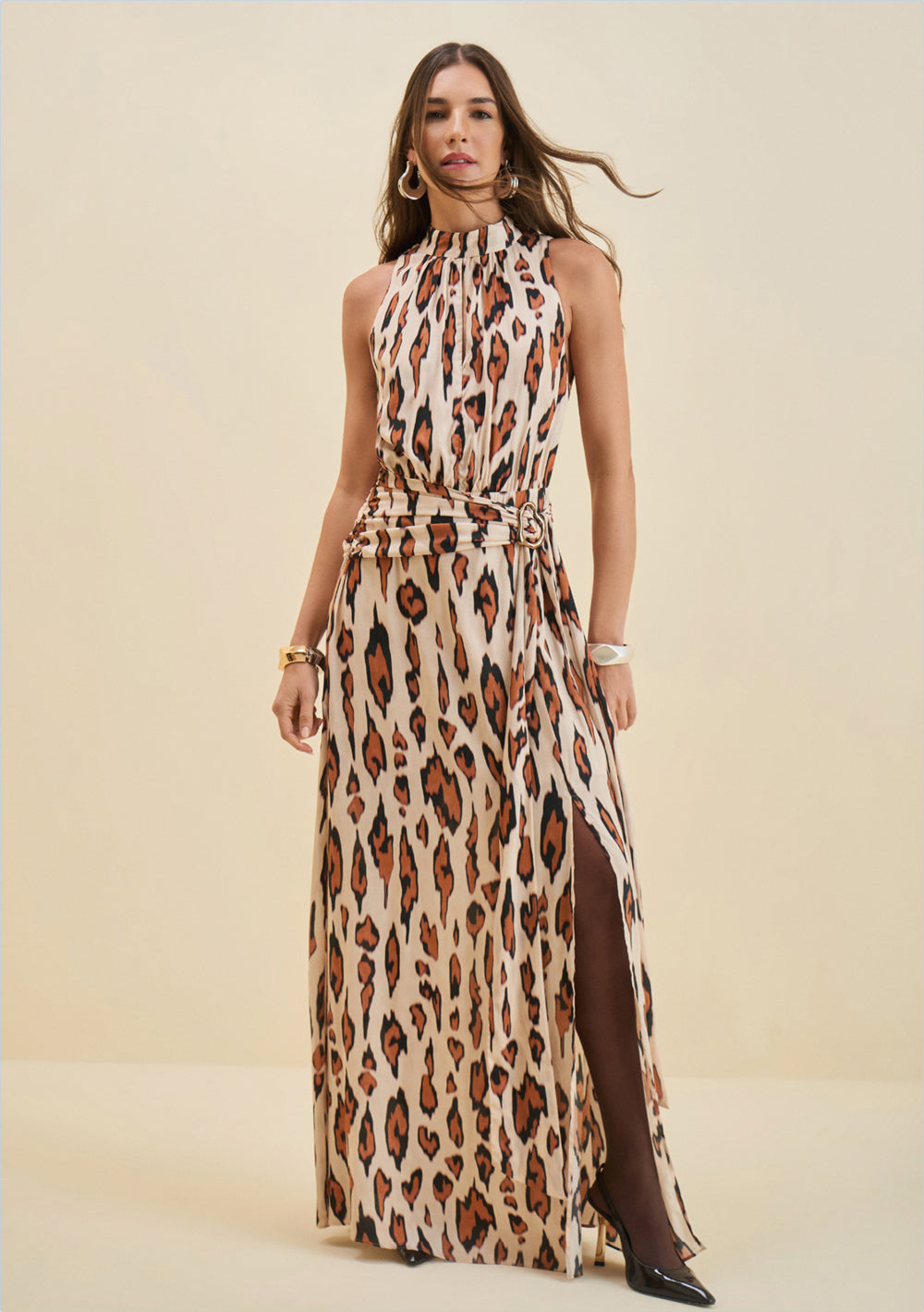 Vestido Suelto Escote Redondo Sin Mangas Largo