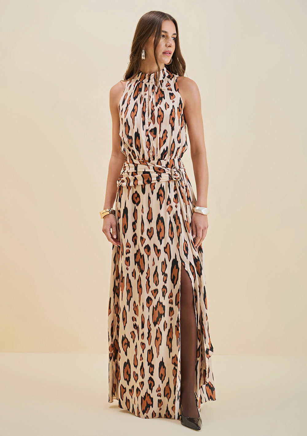 Vestido Suelto Escote Redondo Sin Mangas Largo