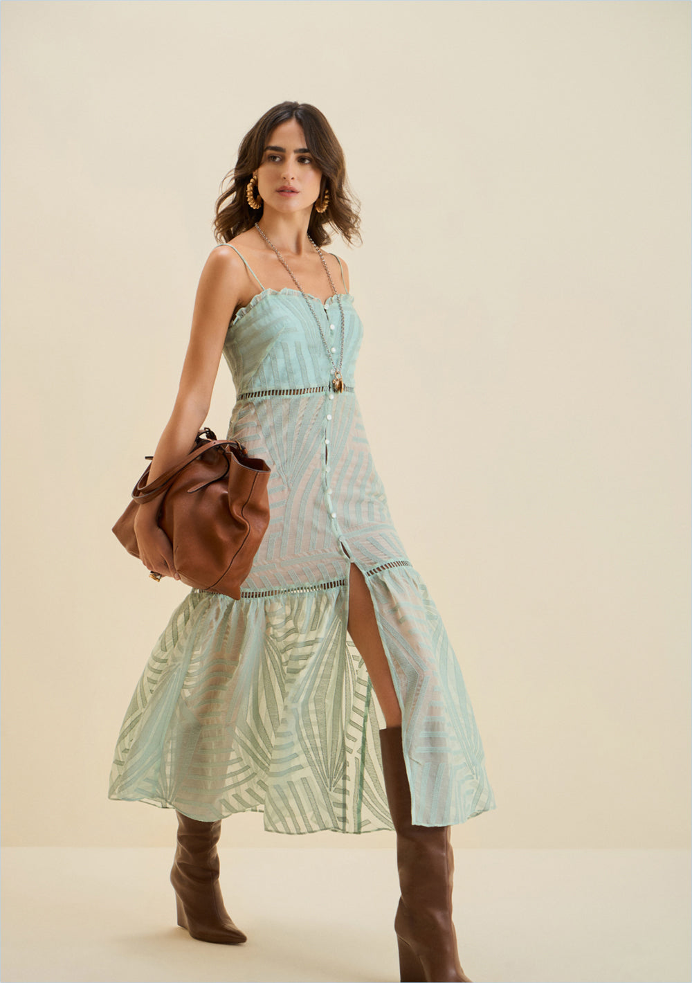 Vestido Suelto Escote Cuadrado Largo