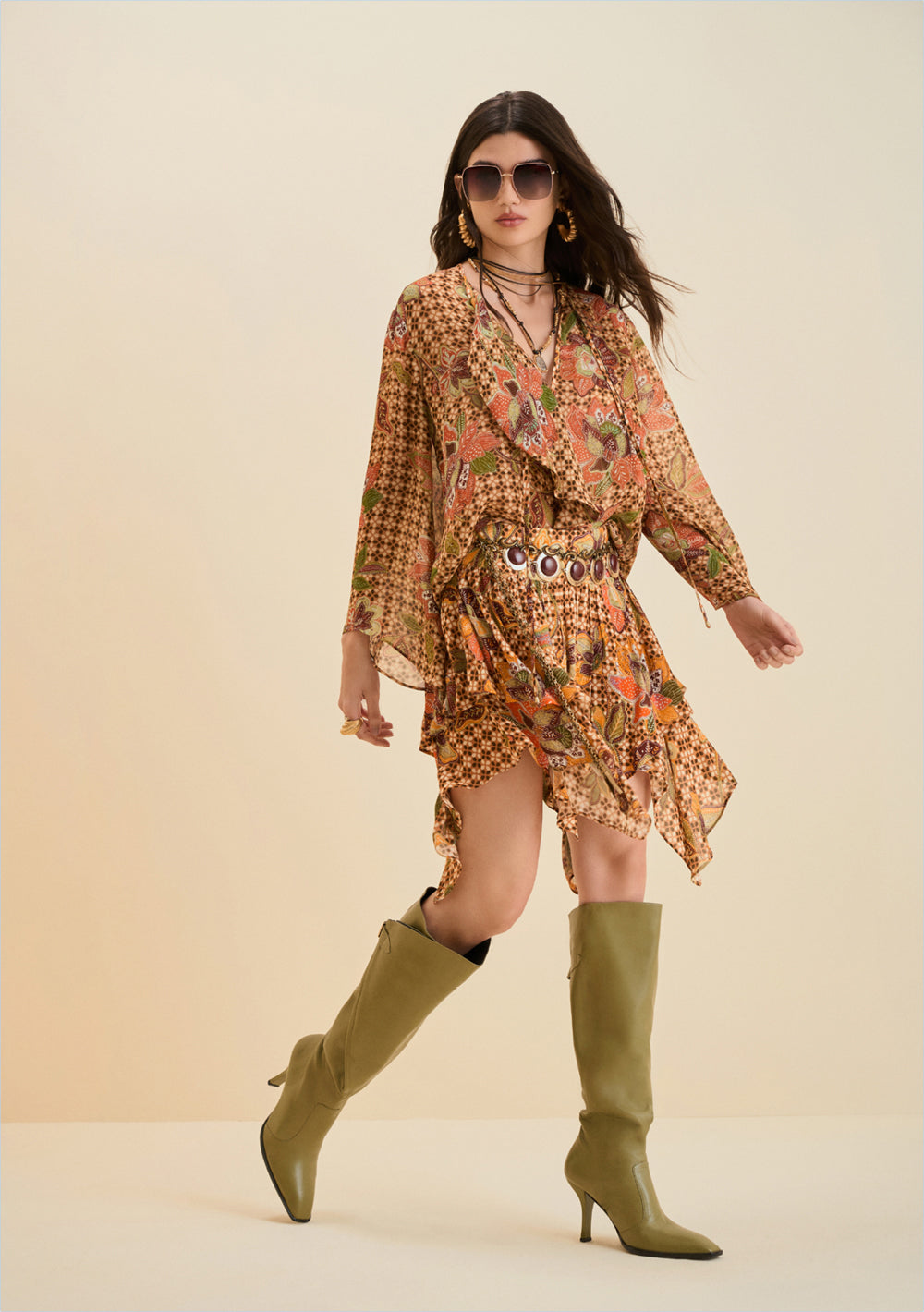 Pollera Evasé Tiro Alto Corta