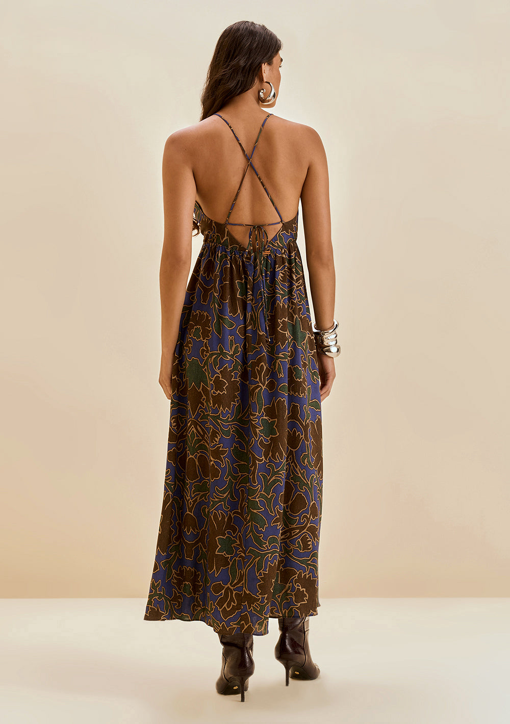 Vestido Suelto Escote en V Sin Mangas Largo