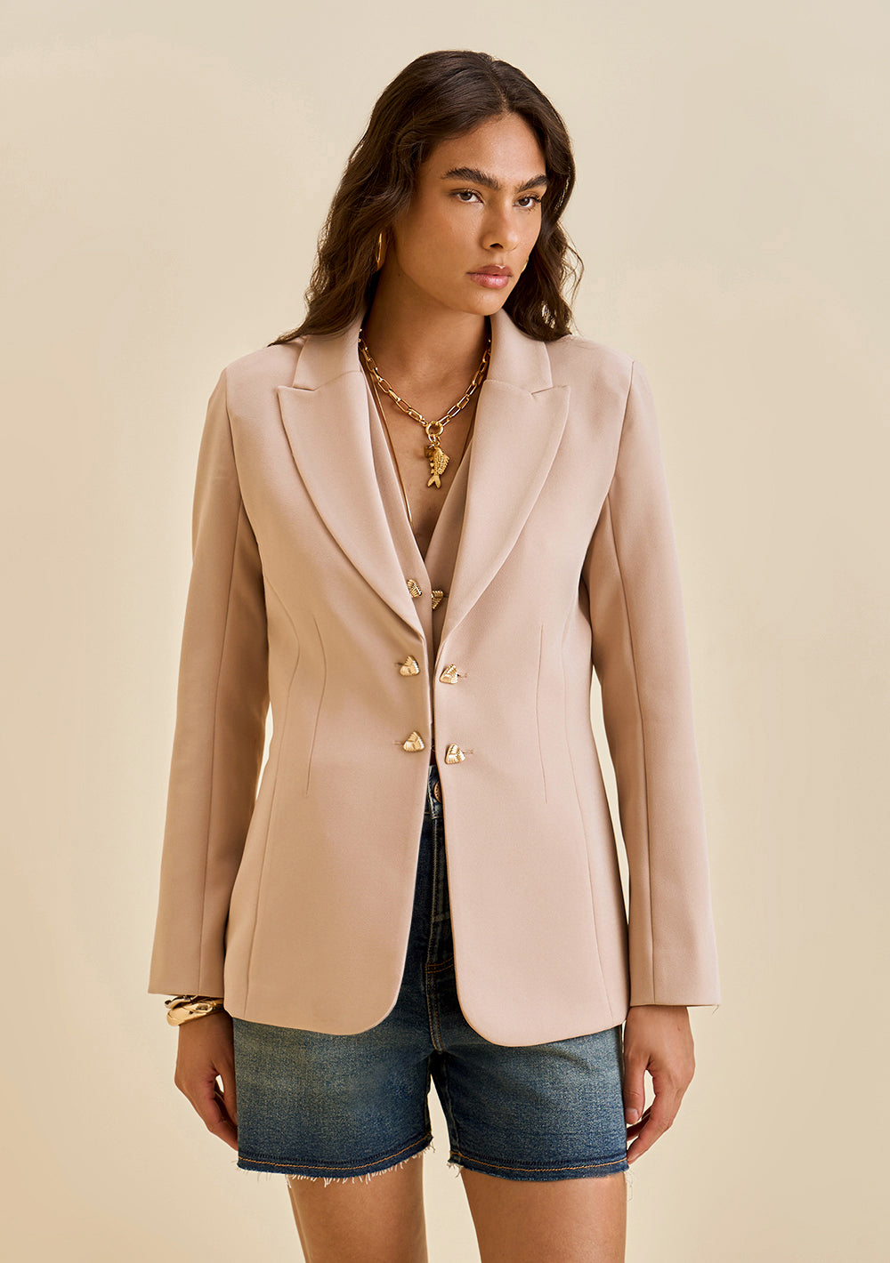 Blazer Ajustado Mangas Largas