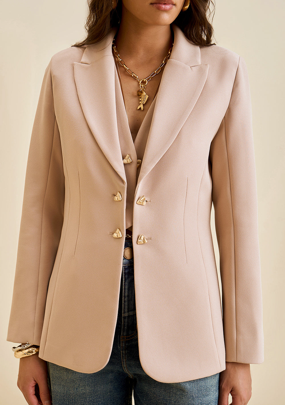 Blazer Ajustado Mangas Largas