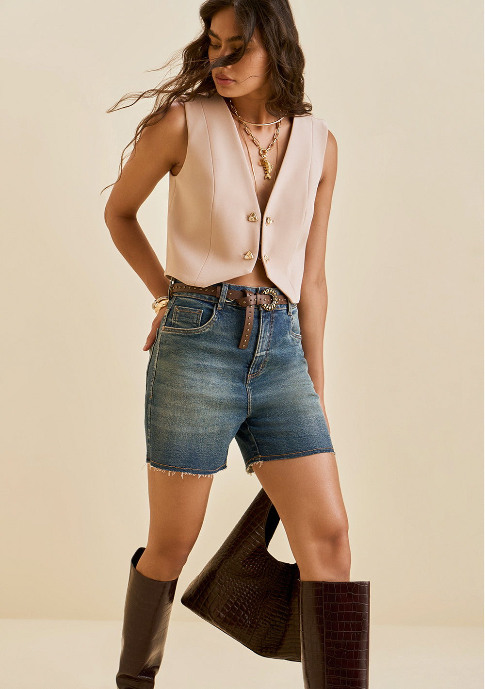 Chaleco Ajustado Sin Mangas Cropped