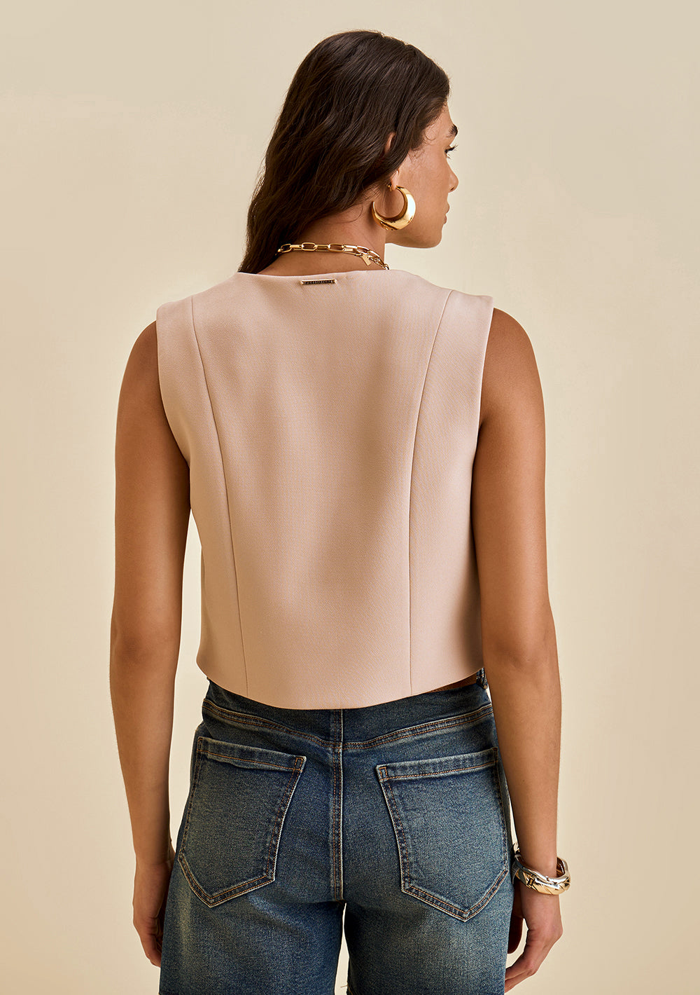 Chaleco Ajustado Sin Mangas Cropped