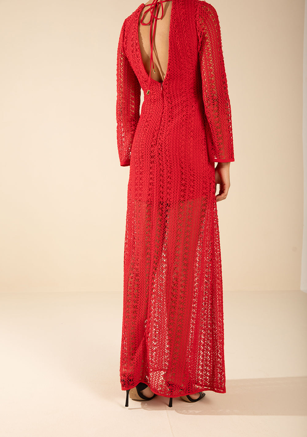 Vestido Suelto Escote en V Mangas Largas Largo