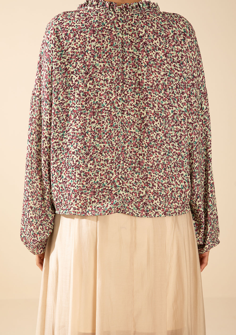 Blusa Suelta Escote en V Mangas Largas
