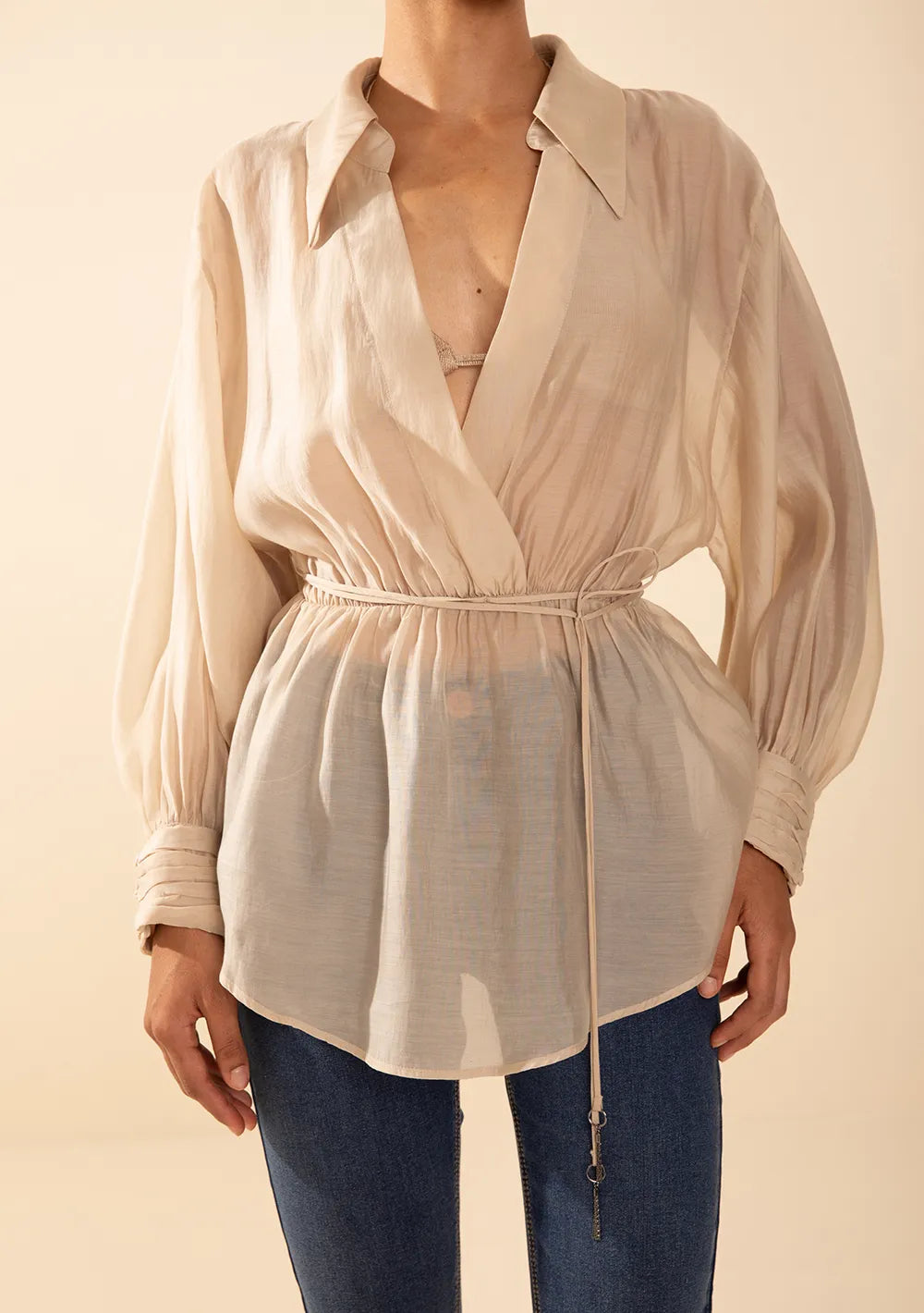 Blusa Suelta Escote Transversal Mangas 7/8