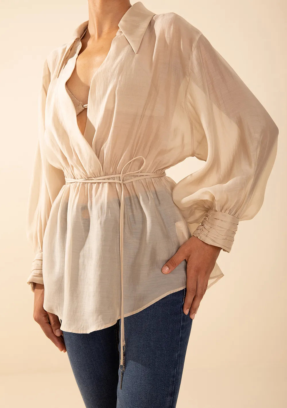 Blusa Suelta Escote Transversal Mangas 7/8