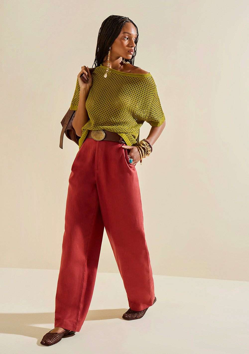 Blusa Suelta Escote Canoa Mangas Cortas