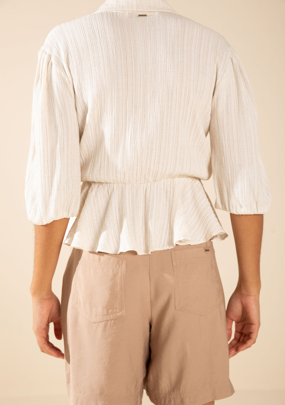 Blusa Suelta Escote en V Mangas Tres Cuartos Larga