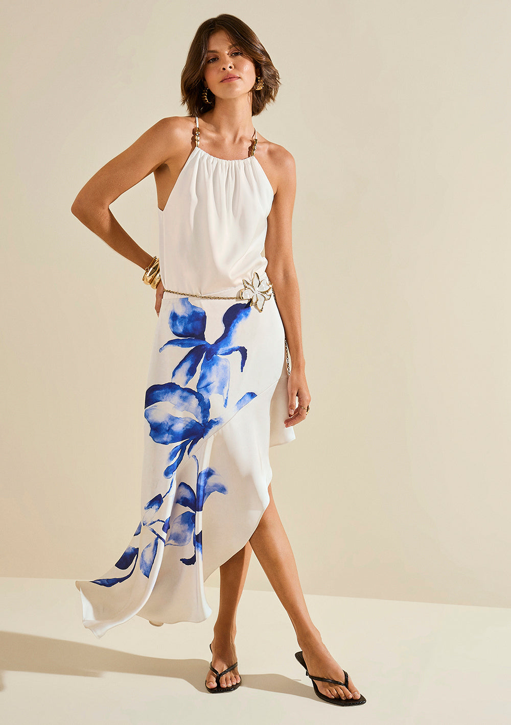 Pollera Recta Tiro Alto Midi