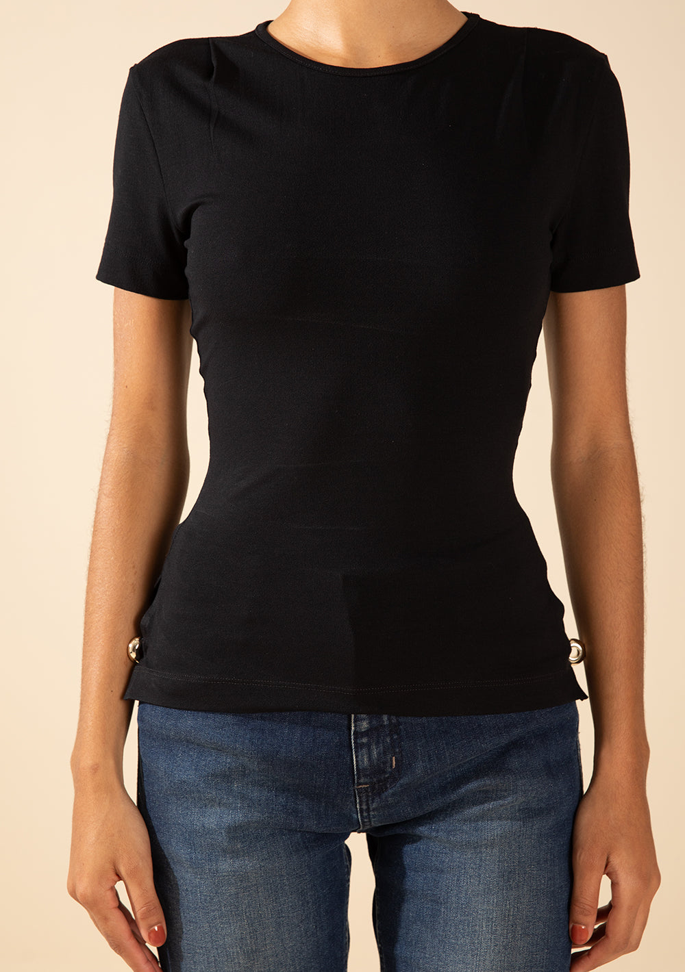 Blusa Al Cuerpo Escote Redondo Mangas Cortas