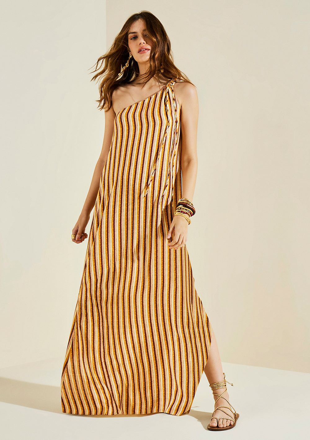 Vestido Suelto De Un Hombro Sin Mangas Midi