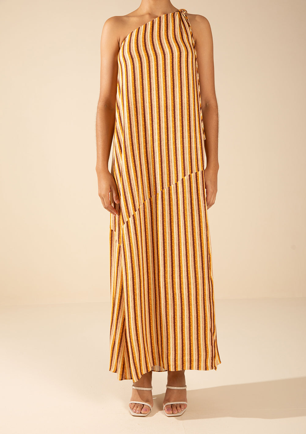 Vestido Suelto De Un Hombro Sin Mangas Midi