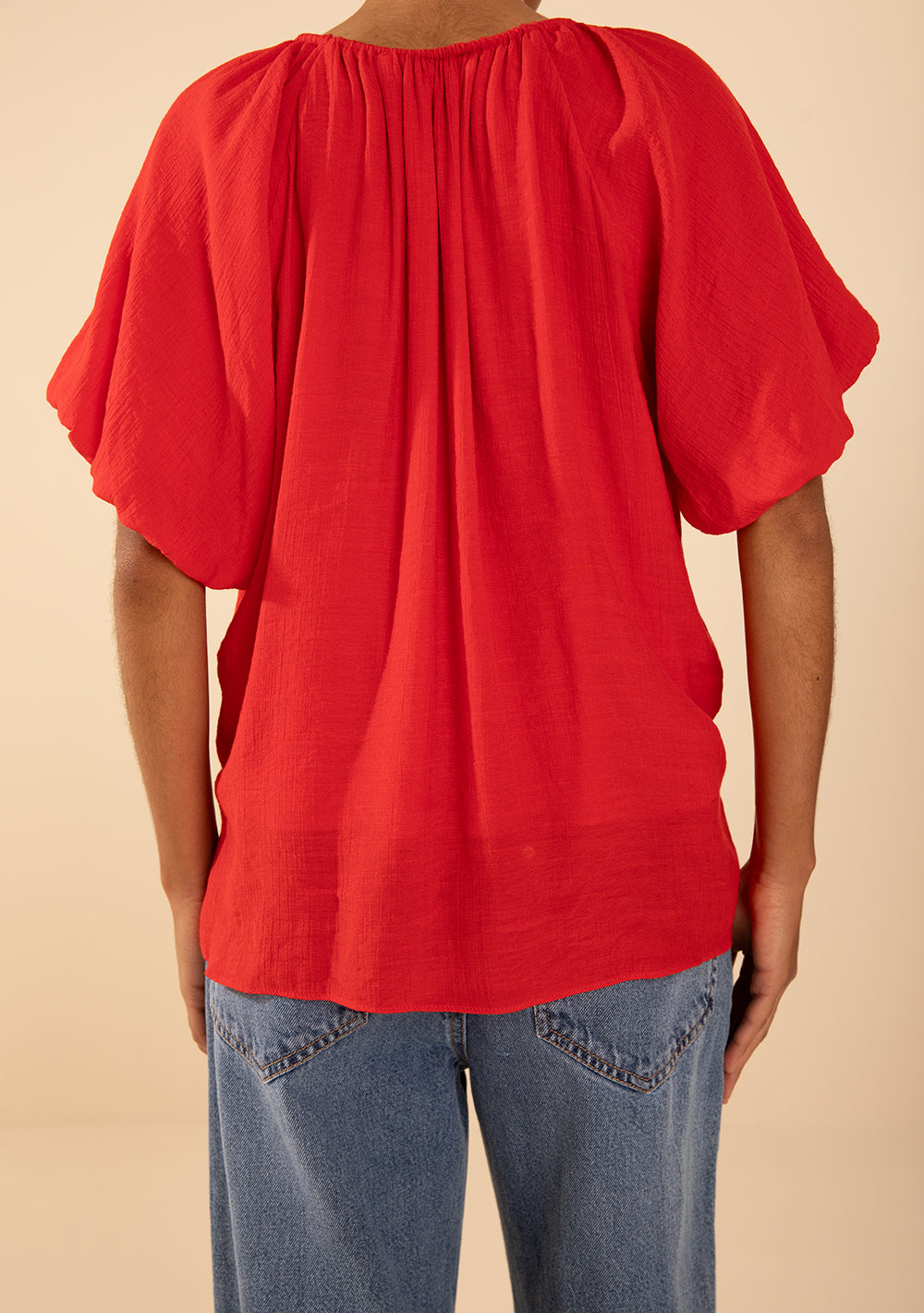 Blusa Suelta Escote En V Mangas Cortas