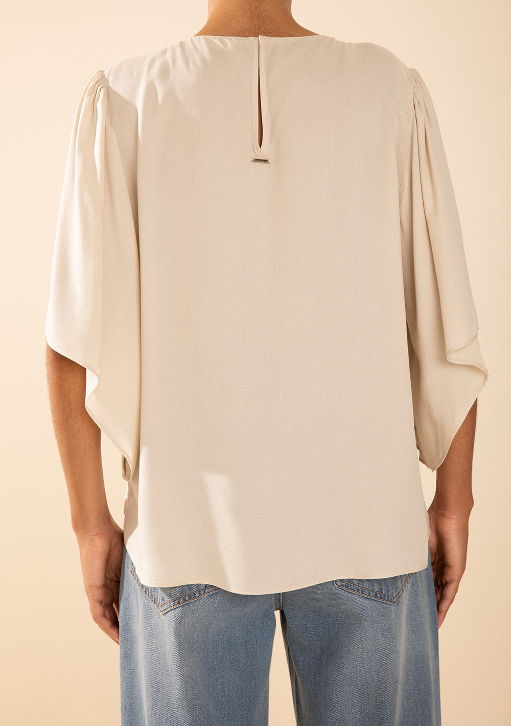 Blusa Suelta Escote Redondo Mangas Cortas