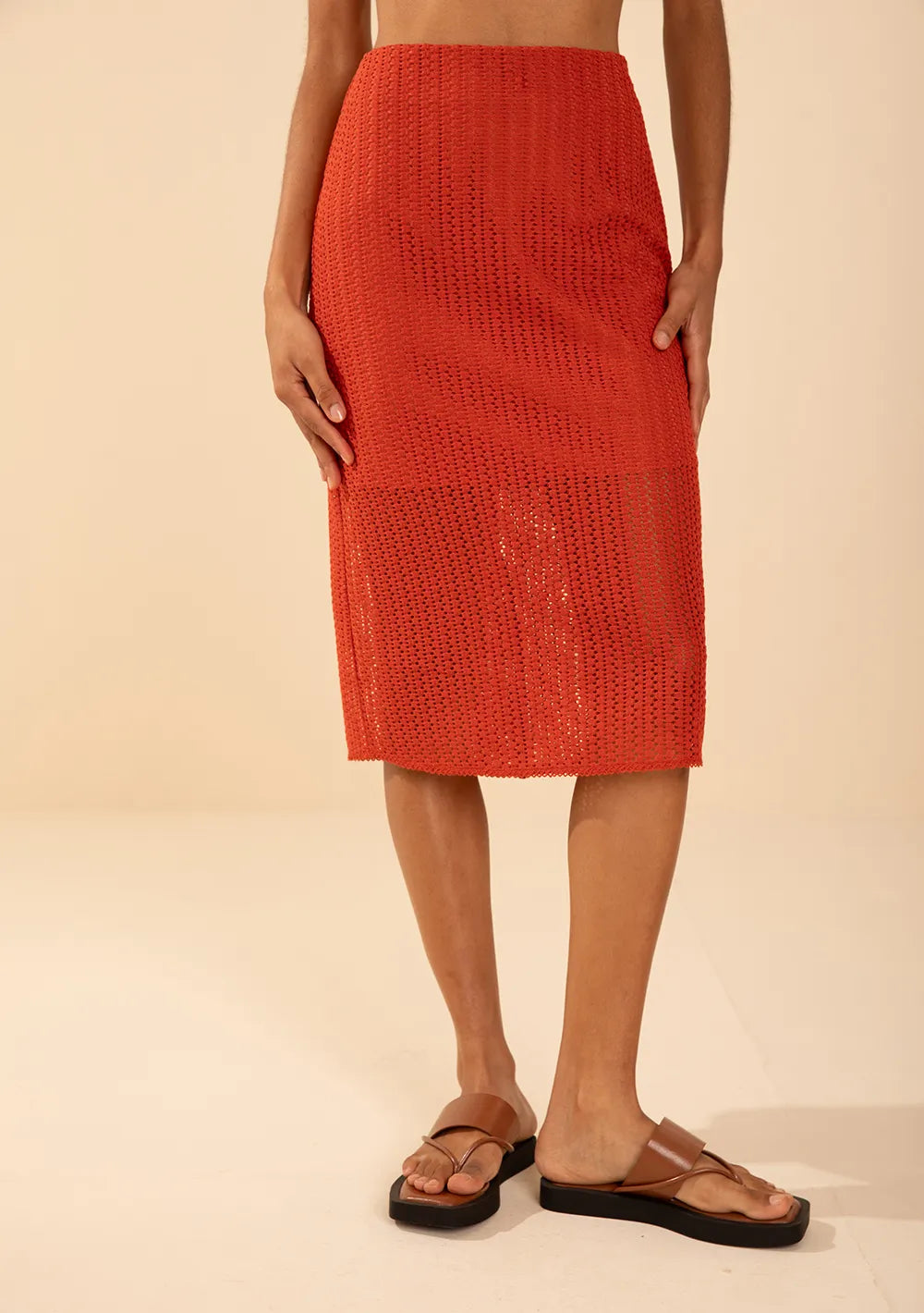 Pollera Recta Tiro Alto Midi