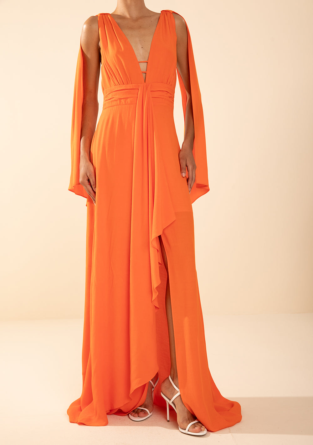 Vestido Suelto Escote En V Sin Mangas Largo