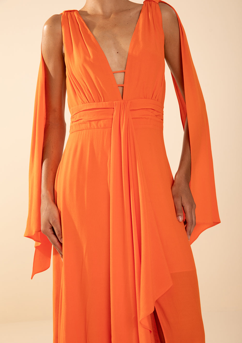 Vestido Suelto Escote En V Sin Mangas Largo