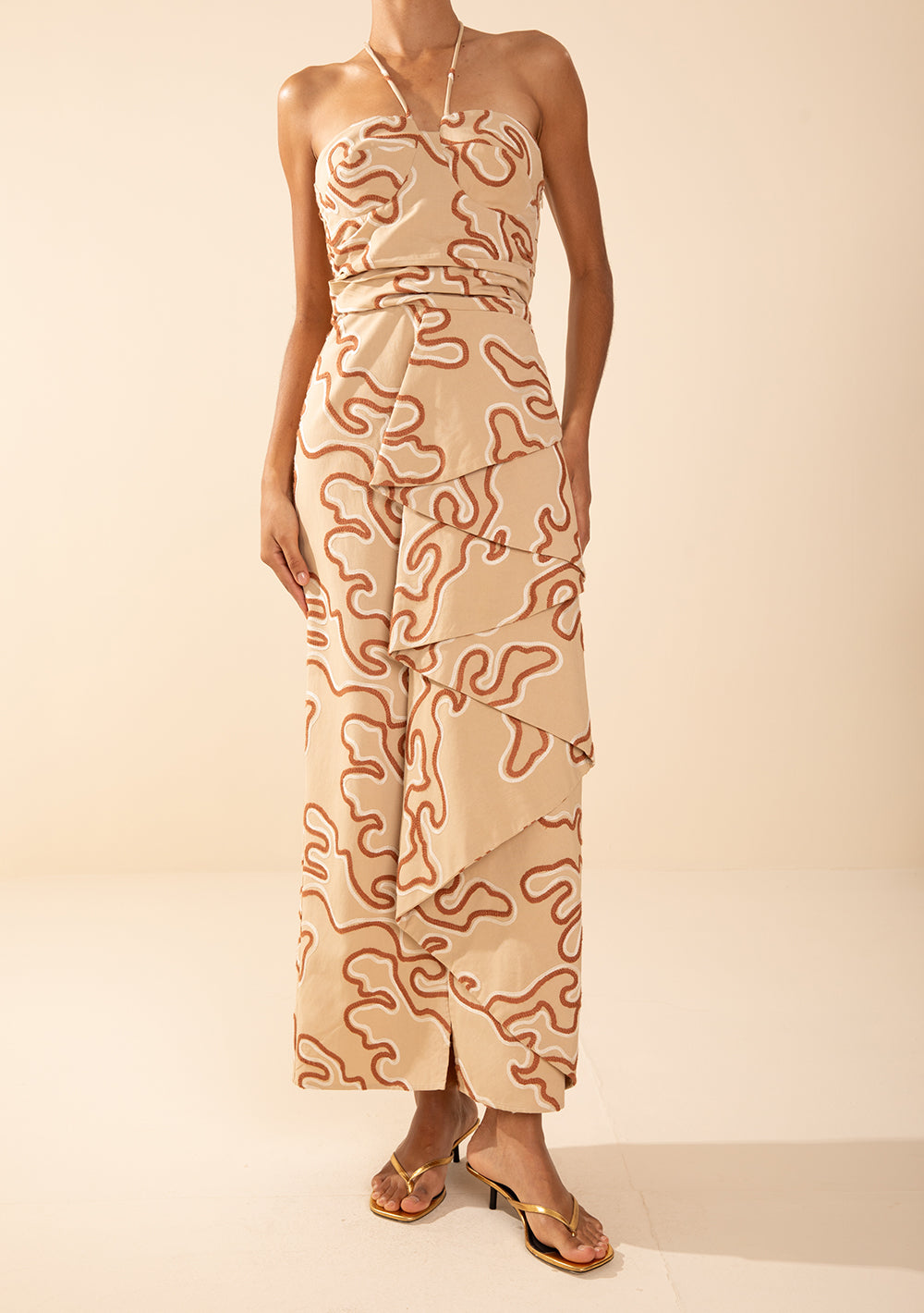 Vestido Ajustado Escote Recto Sin Mangas Midi