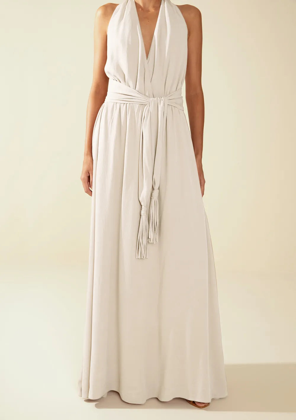 Vestido Ajustado Escote Cruzado Sin Mangas Largo