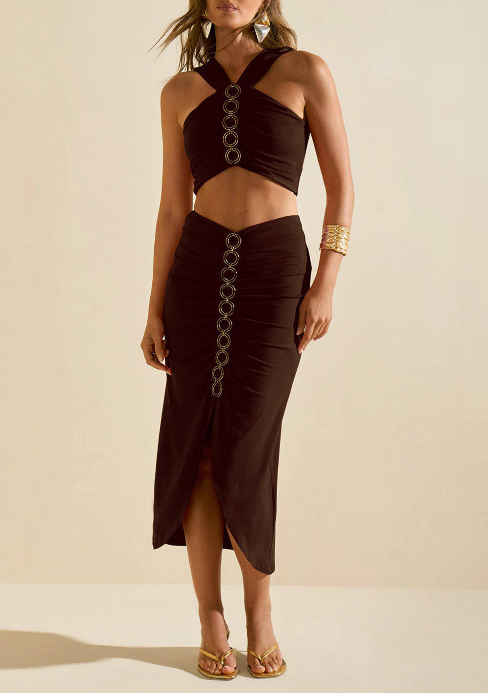 Pollera Recta Tiro Alto Midi