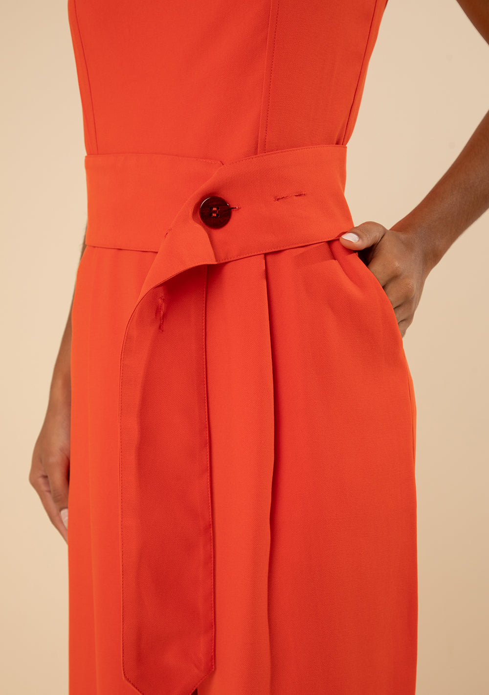 Enterizo Largo Ajustado Escote Recto Sin Mangas