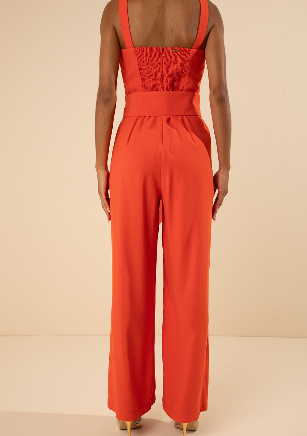 Enterizo Largo Ajustado Escote Recto Sin Mangas