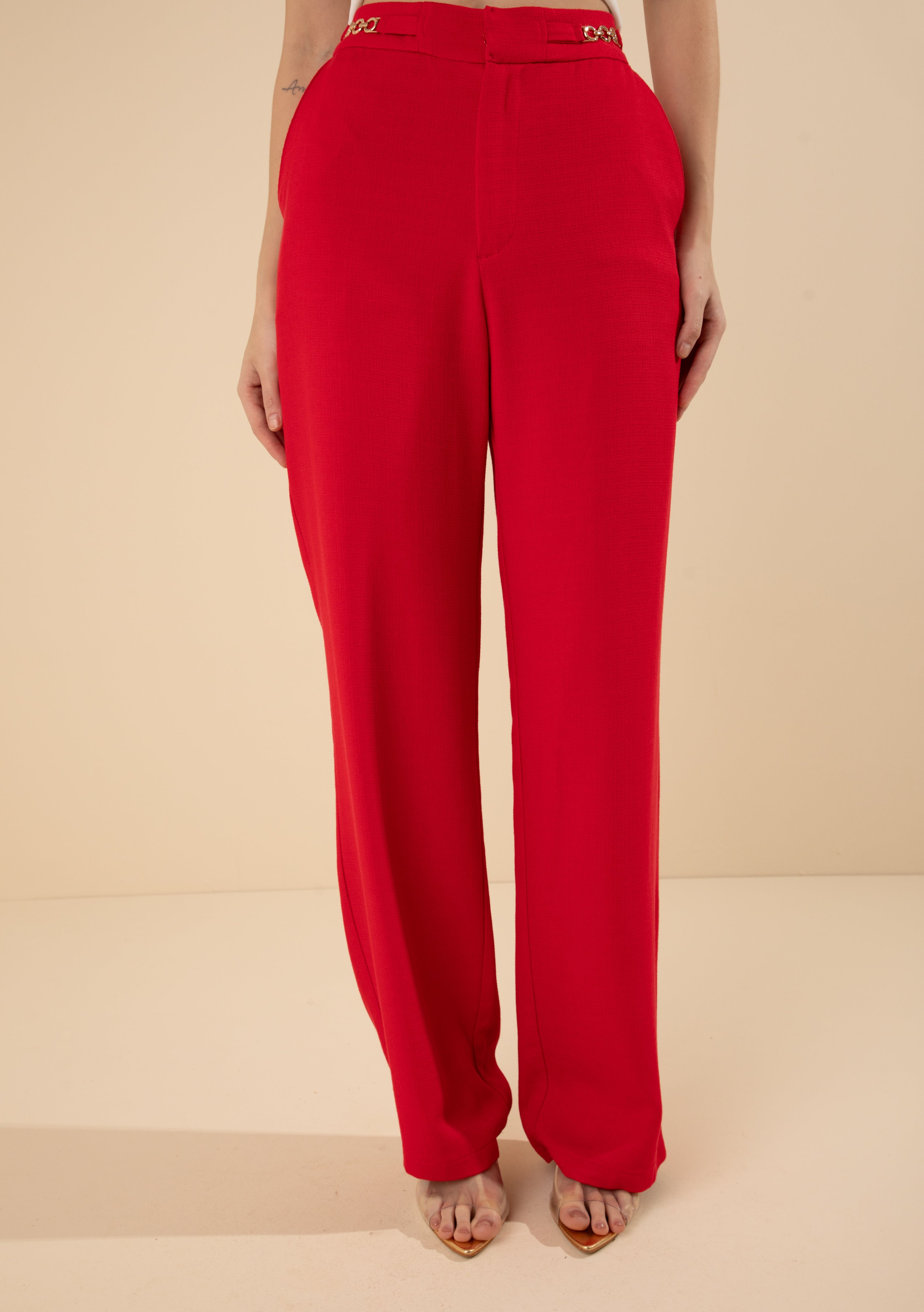 Pantalón Recto Tiro Alto