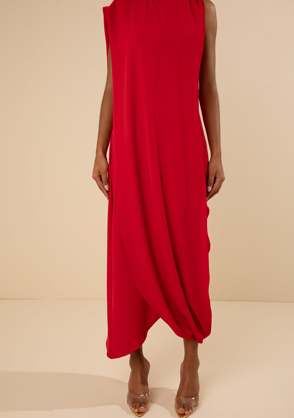 Vestido Midi Suelto Escote Redondo Sin Mangas