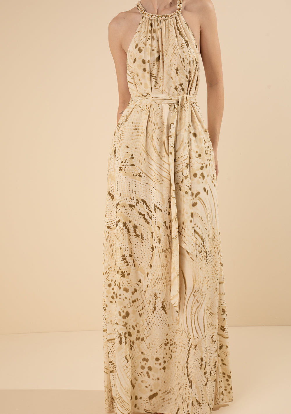 Vestido Largo Suelto Escote En V Sin Mangas