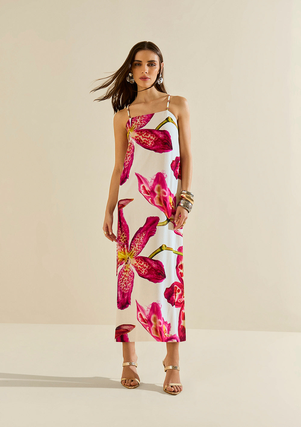 Vestido Largo Suelto Escote Recto Con Tirantes