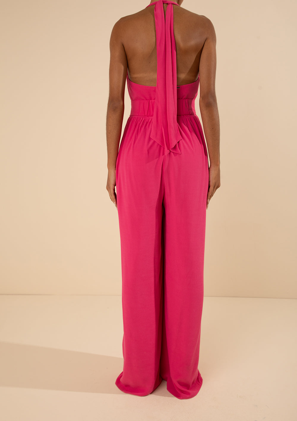 Enterizo Largo Suelto Escote En V Mangas Largas