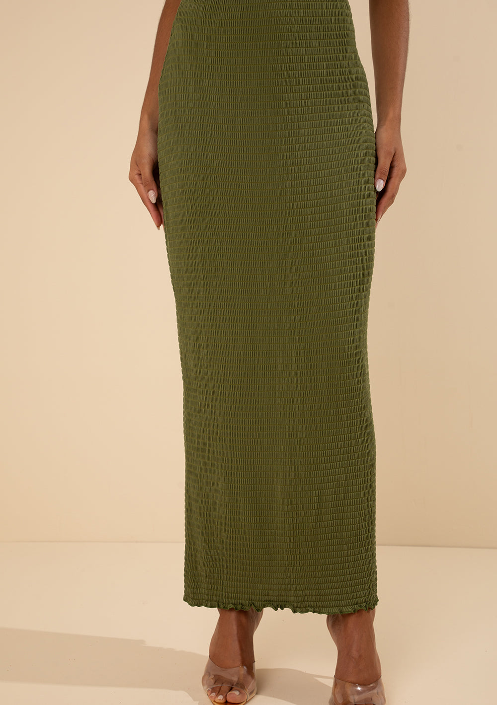 Pollera Midi Lápiz Tiro Alto