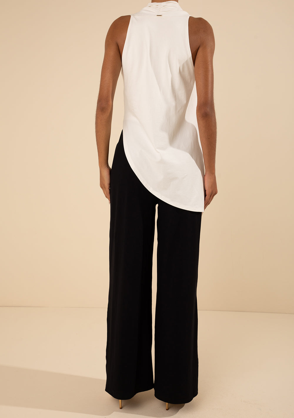 Enterizo Largo Ajustado Escote En V Sin Mangas