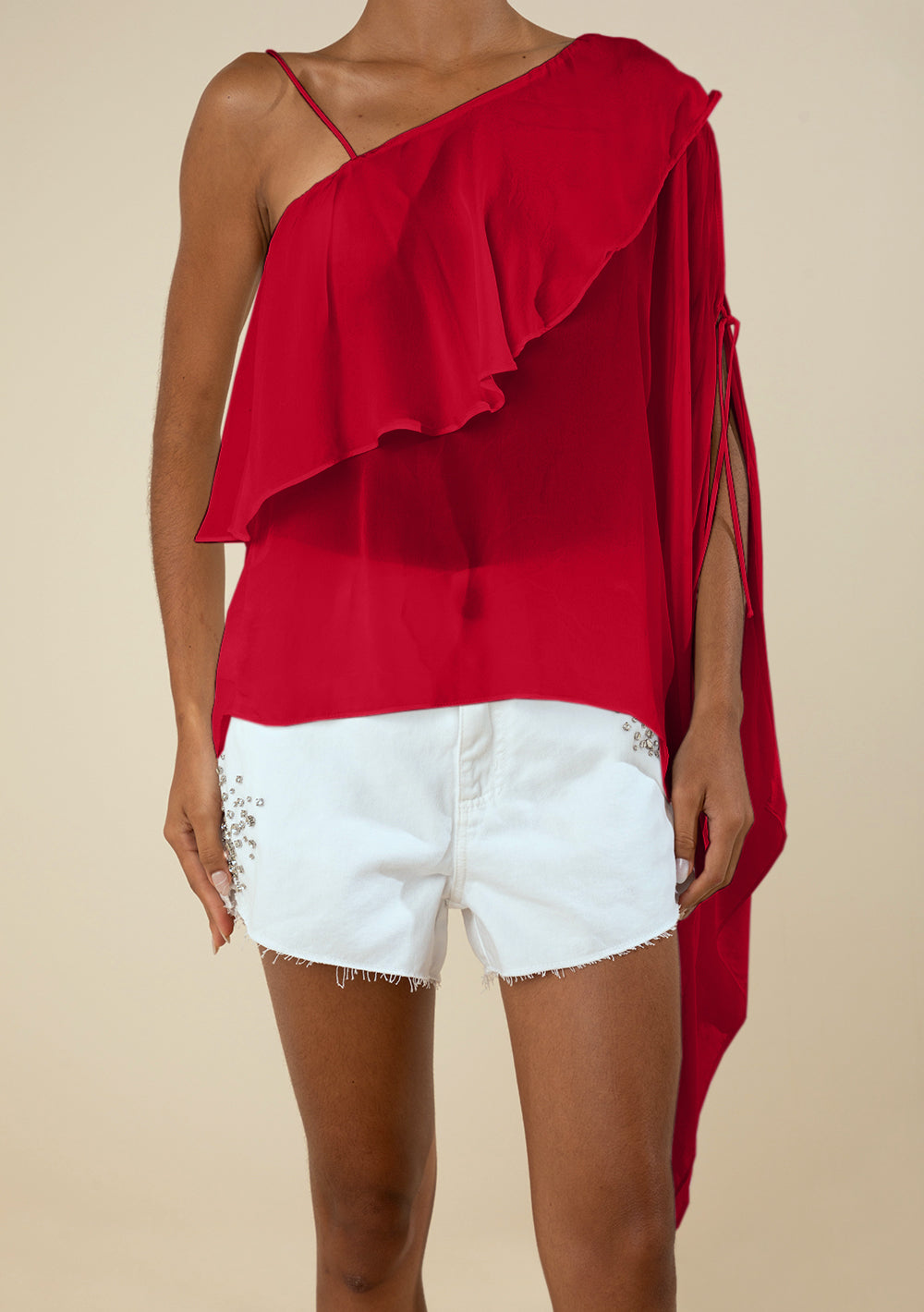 Blusa Suelta De Un Solo Hombro Sin Tirantes