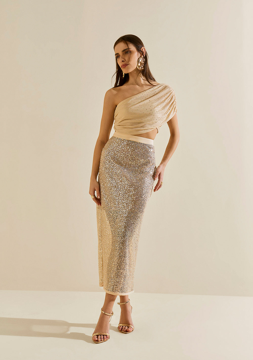 Pollera Midi Recta Tiro Alto