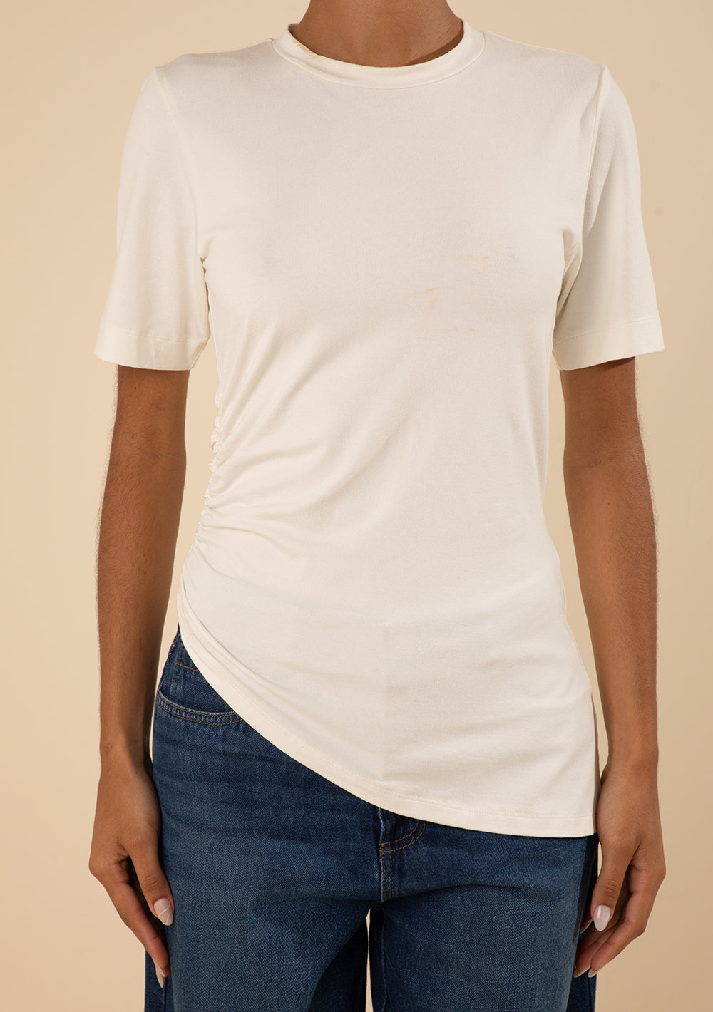 Blusa Ajustada Escote Redondo Mangas Cortas